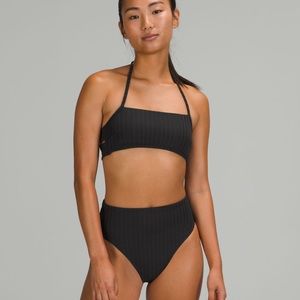 Lululemon ribbed halter cross back swim top A/B